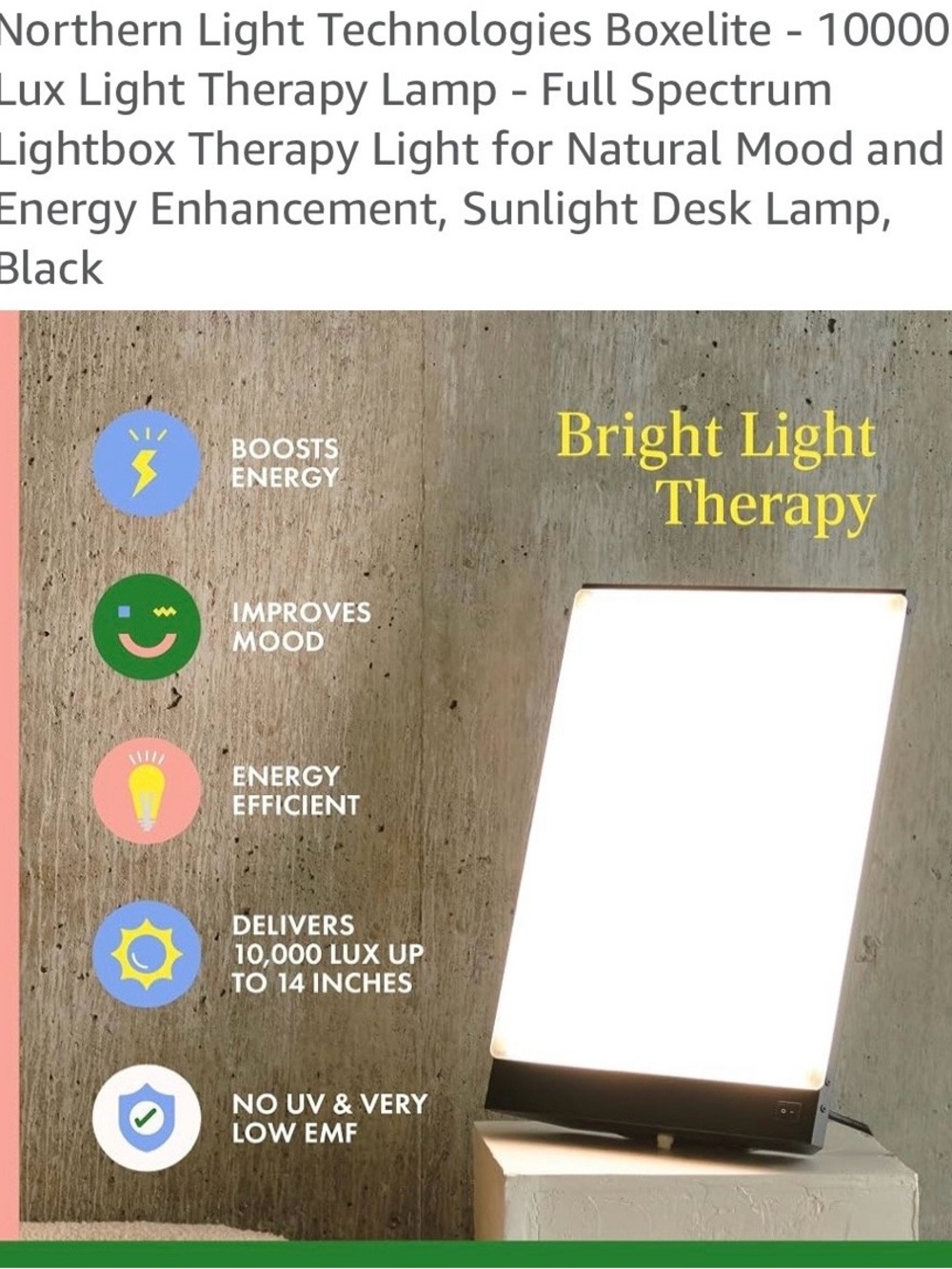 10000 Northern Light Technologies Boxelite Bright Light Therapy Lamp